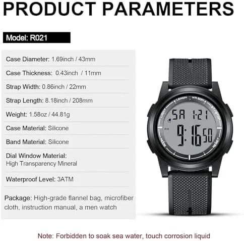 The LN LENQIN Mens Digital Watch Sports Waterproof Digital Watches Men in real use