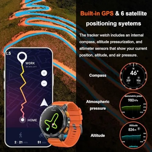 Close look at the Military Smart Watch for Men, Built-in GPS, 30-day standby, 1.43" build quality