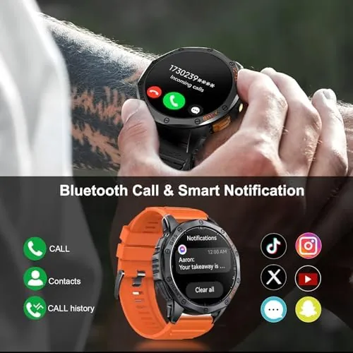 Detail shot of the Military Smart Watch for Men, Built-in GPS, 30-day standby, 1.43" features