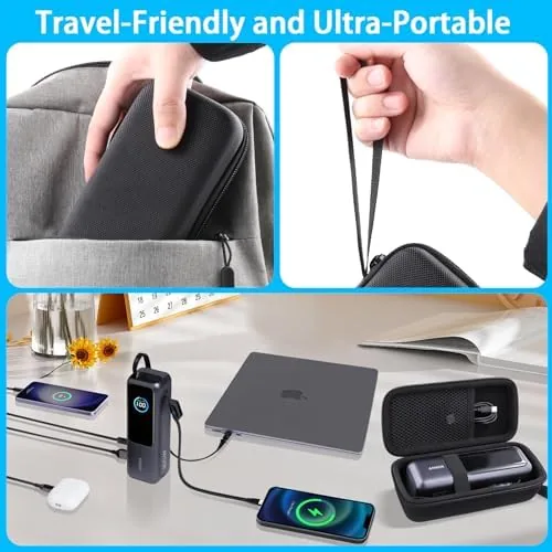 The closed case being carried by the wrist strap in hand