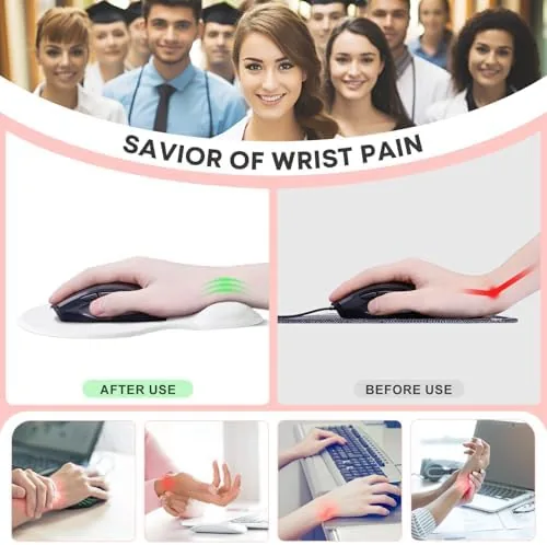 The JIKIOU Ergonomic Mouse Pad with Gel Wrist Rest 2 Pack in real use
