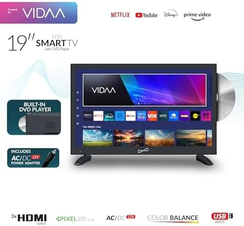 Close look at the Supersonic SC-1926DVD 19-inch LED Smart HDTV w/DVD Player, 3X HDMI build quality