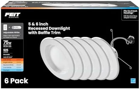 Overview of the Feit Electric 5/6in LED Recessed Downlight Retrofit Kit, 75W Eq