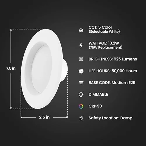 Close look at the Feit Electric 5/6in LED Recessed Downlight Retrofit Kit, 75W Eq build quality