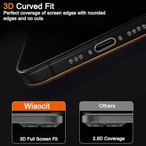 Another view of the Wiaocit Tempered Glass Privacy Screen Protector for iPhone 16 Plus