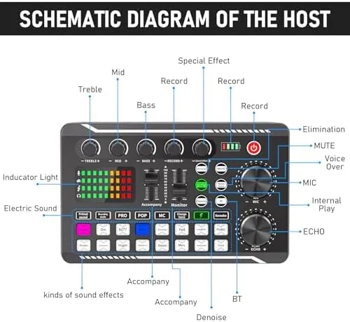 The Facmogu F998 Podcast Equipment Bundle, Live Sound Card with BM-800 in real use