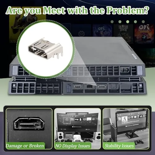Close up of the nineteen pin HDMI connector footprint and shell