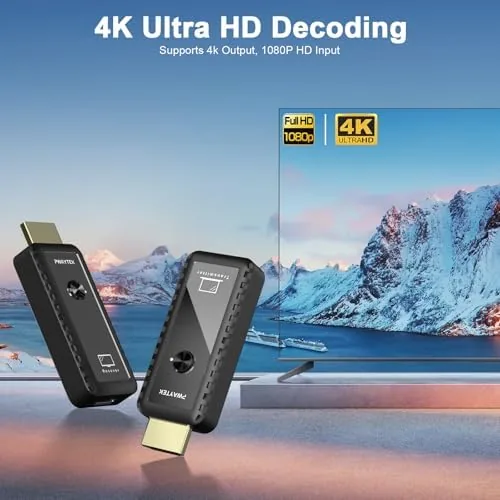 Detail shot of the Wireless HDMI Transmitter and Receiver 328ft/100M, Wireless HDMI Extender Kit features