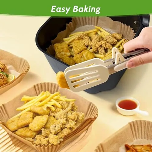 The 360 Pcs 6.5" Square Air Fryer Paper Liners Disposable Unbleached in real use