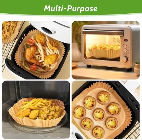 The 360 Pcs 6.5" Square Air Fryer Paper Liners Disposable Unbleached compared in context