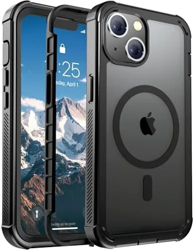 The black jaroco magnetic case fitted on an iPhone 13