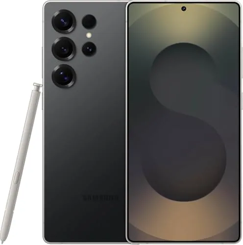 Front view of the Samsung Galaxy S25 Ultra in Titanium Black