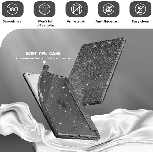 The INFILAND Glitter Case for iPad 9th/8th/7th Generation 10.2 inch (Black) in real use