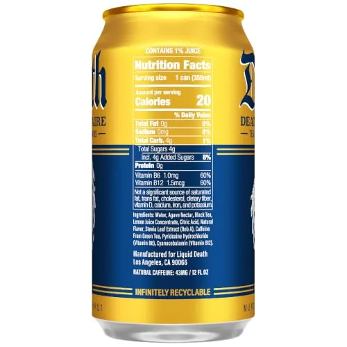 Close up of the Dead Billionaire label showing the tea and lemonade wording