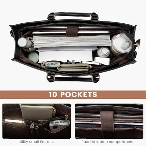 The LOVEVOOK Laptop Bag for Women,17 lnch Waterproof Lightweight Leather Tote in real use