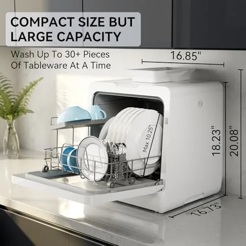 Close look at the Hermitlux Countertop Dishwasher, 7 Washing Programs Portable Dishwasher | Mini build quality