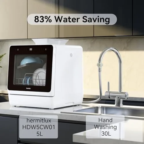 The Hermitlux Countertop Dishwasher, 7 Washing Programs Portable Dishwasher | Mini in real use