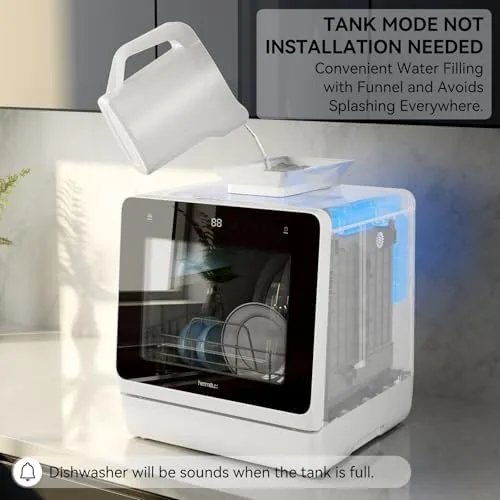 Testing the Hermitlux Countertop Dishwasher, 7 Washing Programs Portable Dishwasher | Mini over two weeks