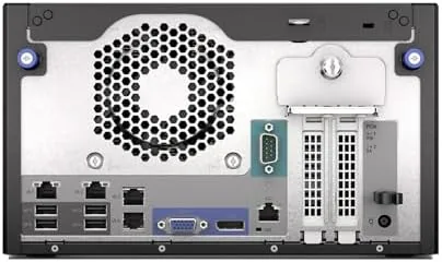 Close up of the tool free drive bays and status LEDs on the front panel