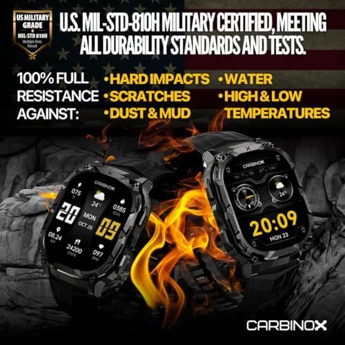 Close look at the CARBINOX Vortex Smart Watch with with 6 Pack Bands 22 build quality