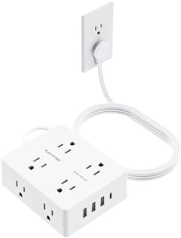 Overview of the Olcorife Flat Plug Power Strip with 10 FT Extension Cord