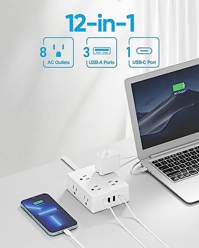 Close look at the Olcorife Flat Plug Power Strip with 10 FT Extension Cord build quality