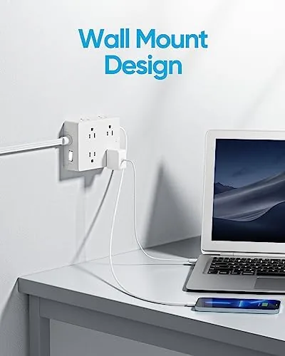 The Olcorife Flat Plug Power Strip with 10 FT Extension Cord in real use