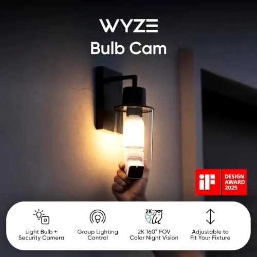 Detail shot of the WYZE Bulb Cam - 2K HD Smart Light Bulb Security features