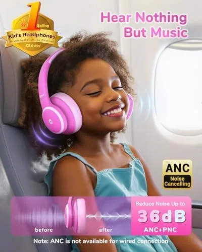 Close look at the iClever BTH26 Active Noise Cancelling Headphones for Kids, 60H Playtime build quality