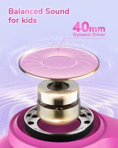Another view of the iClever BTH26 Active Noise Cancelling Headphones for Kids, 60H Playtime