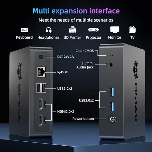 Another view of the Bmax Mini PC Computer, Intel N4500 Processor(Turbo 2.8GHz) 8GB RAM