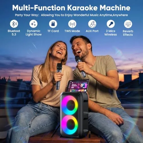 Close look at the Karaoke Machine for Adults Kids, Portable Bluetooth Speaker with 2 build quality