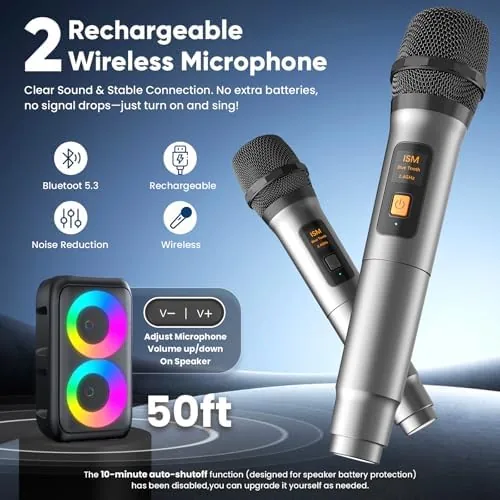 The Karaoke Machine for Adults Kids, Portable Bluetooth Speaker with 2 in real use