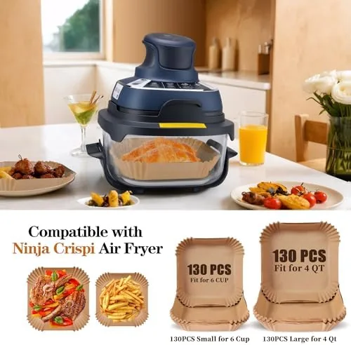 Close look at the 260pcs Air Fryer Liners Disposable for Ninja Crispi 4-in-1 Glass build quality
