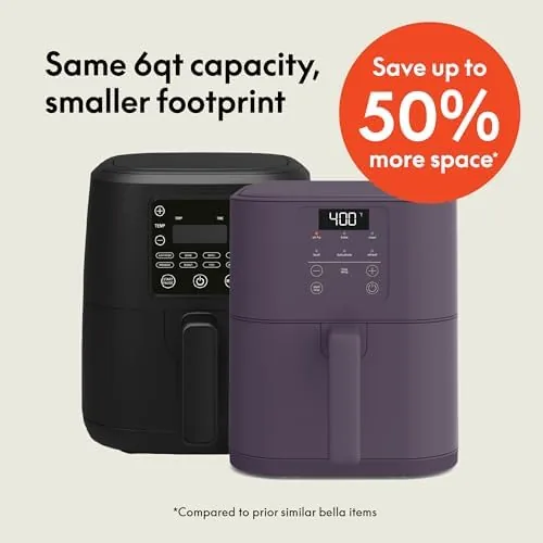 Close look at the bella Fits-Anywhere™ 6qt Slim Air Fryer with Non-Toxic Coating, Plum build quality