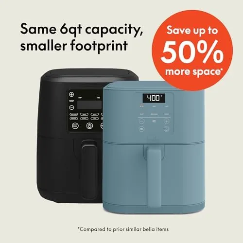 Close look at the bella Fits-Anywhere™ 6qt Slim Air Fryer with Non-Toxic Coating, Surf build quality
