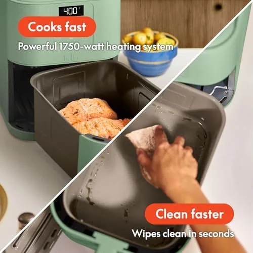 The bella Fits-Anywhere™ 6qt Slim Air Fryer with Non-Toxic Ceramic, Seaglass in real use