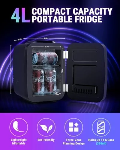 Close look at the FANSEXPERT Mini Fridge, 4 Liter/6 Cans Small Refrigerator With Dimmable build quality
