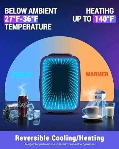 The FANSEXPERT Mini Fridge, 4 Liter/6 Cans Small Refrigerator With Dimmable in real use