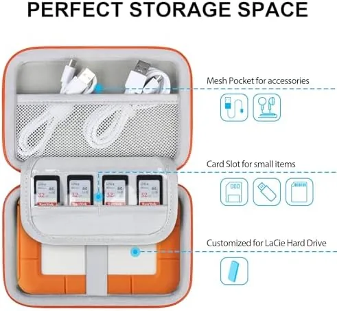 Close look at the Lacdo Hard Drive Carrying Case for LaCie Rugged Mini/Rugged External build quality