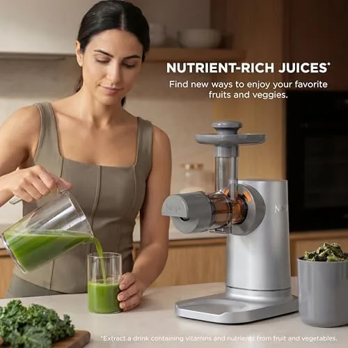 The NeverClog juicer next to a centrifugal juicer for comparison