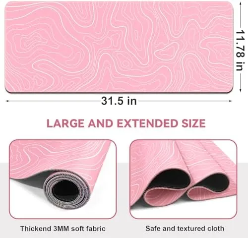 Close look at the DIGSOM Gaming Mouse Pad, Pink with White Topographic Line, 31.5x11.8in build quality