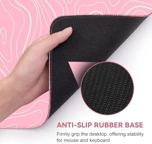 Another view of the DIGSOM Gaming Mouse Pad, Pink with White Topographic Line, 31.5x11.8in