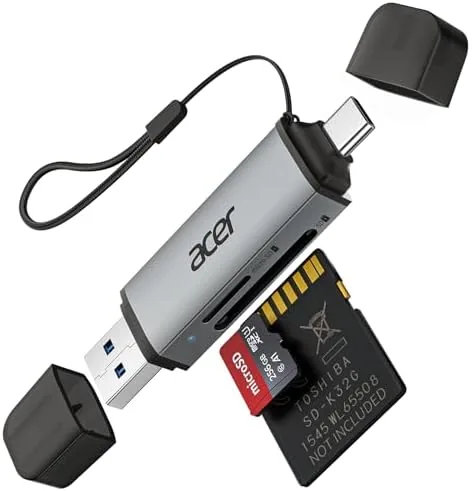 Acer USB-C SD card reader with dual slots and attached cable