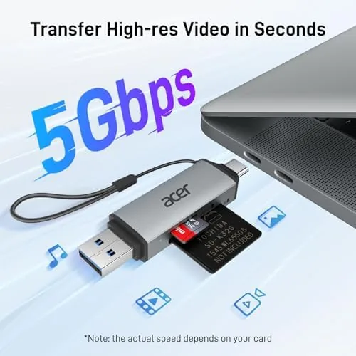 Close up of the SD and microSD slots on the card reader
