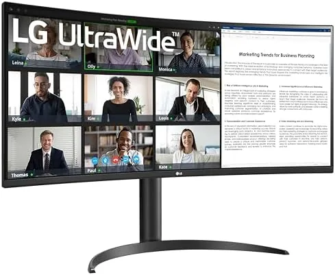 The back of the monitor showing the port cluster and the cable management channel