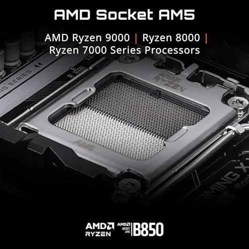 Close up of the VRM heatsink and AM5 socket