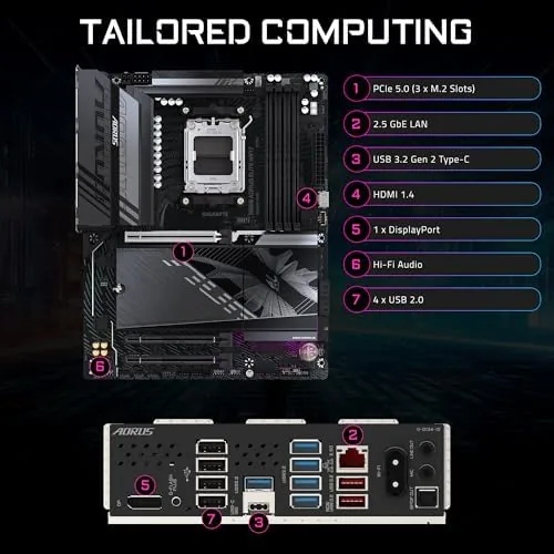 Three M.2 slots with heatsinks and the PCIe 5.0 slot