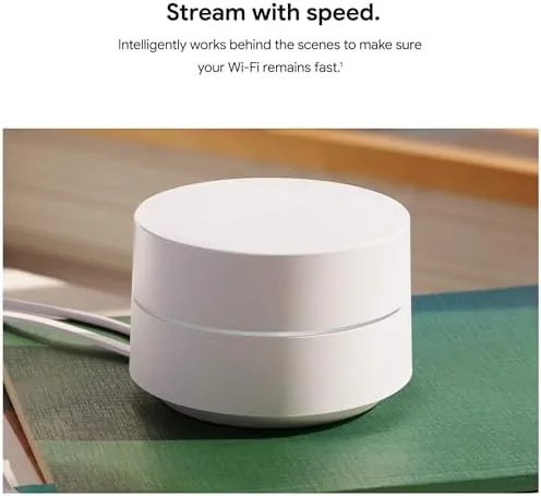 The Google Home app showing the mesh network, connected devices, and a speed test