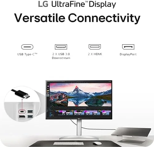 Another view of the LG 32UP83AK-W 32-inch Ultrafine 4K UHD (3840 x 2160) IPS